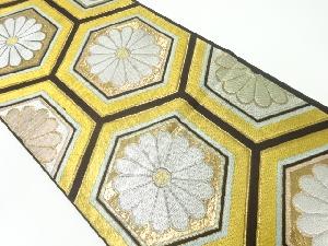 アンティーク　花亀甲模様織出し袋帯（着用可）